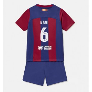 Barcelona Paez Gavi #6 Domaci Dres za Dječji 2023-24 Kratak Rukavima (+ kratke hlače)